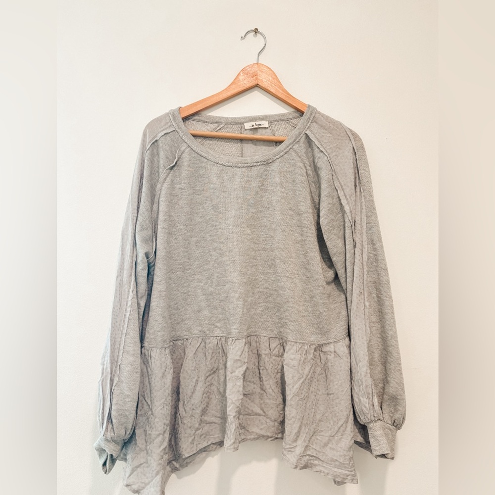 Anthropologie In Loom Gray Peplum Sweatshirt